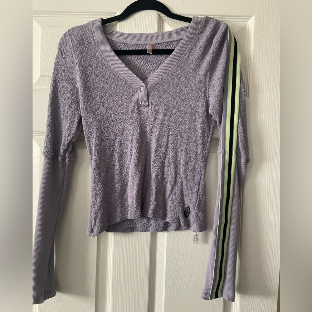 Free People Movement Lilac Textured Long Sleeve Top